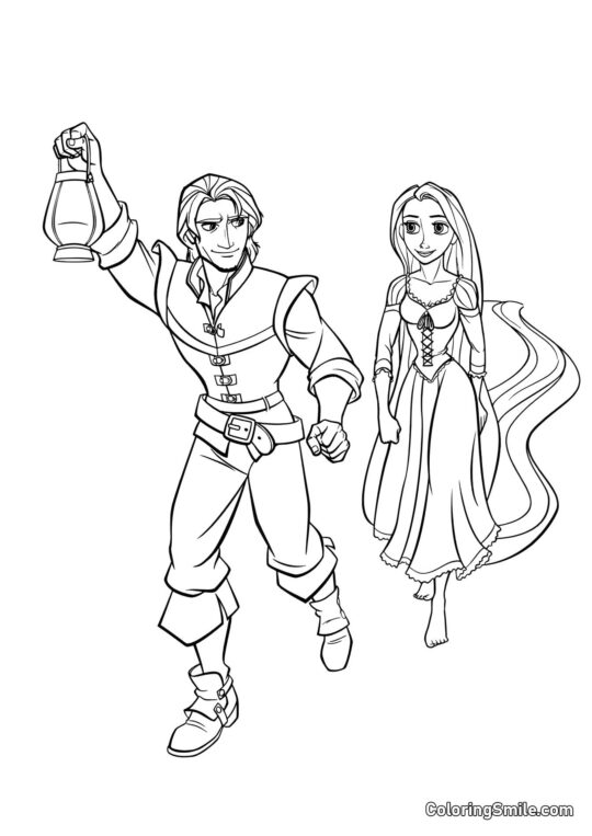 Roszpunka i Eugene w Drodze - Kolorowanka