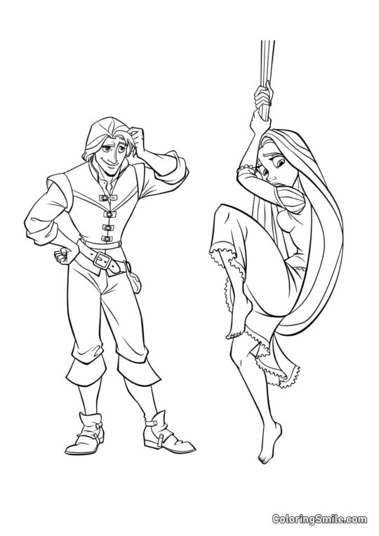 Roszpunka Zstępująca na Włosach z Eugene - Kolorowanka