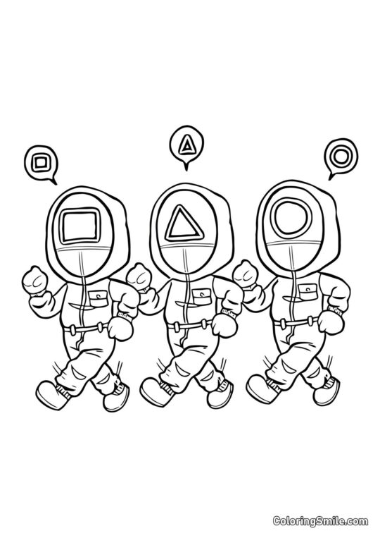 Wesołe pracowniki Squid Game - Kolorowanka