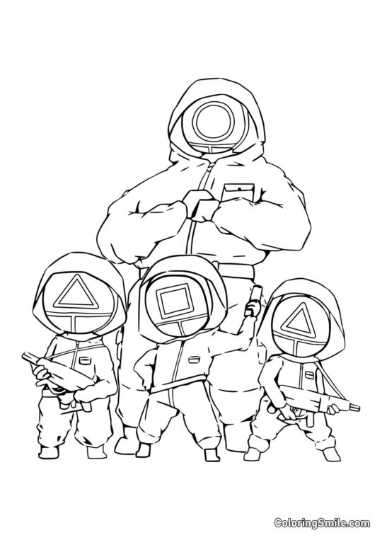 Pracownicy Squid Game - Kolorowanka