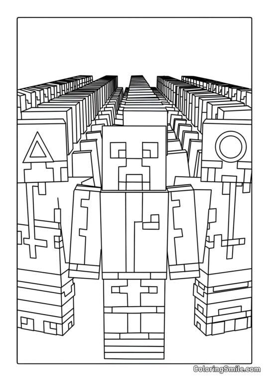 Minecraft w Squid Game - Kolorowanka