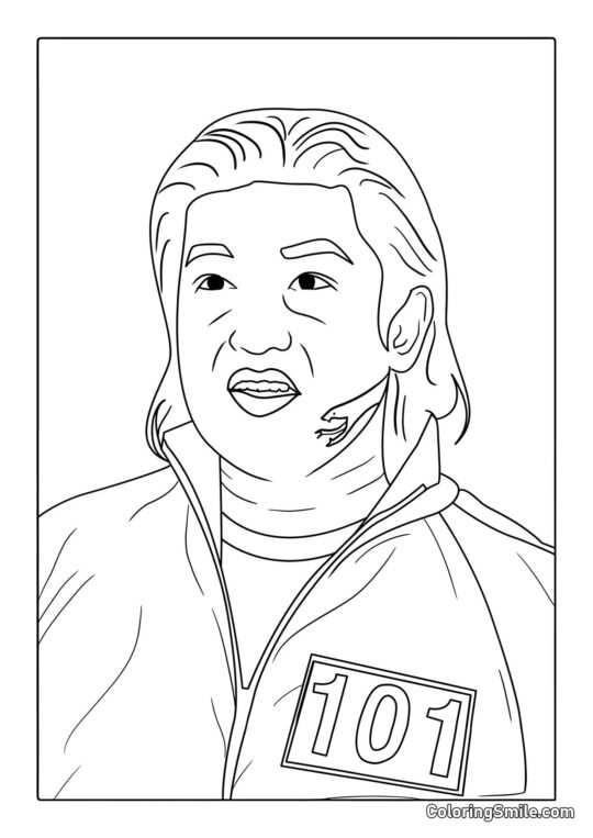 Gracz 101 z Squid Game - Kolorowanka