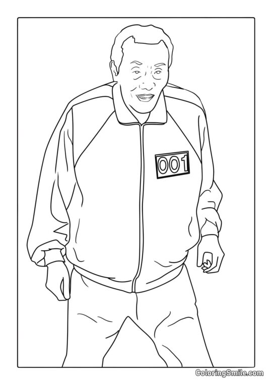 Gracz 001 z Squid Game - Kolorowanka