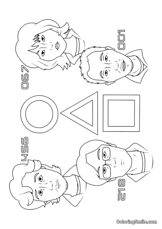 Awatary graczy z Squid Game - Kolorowanka