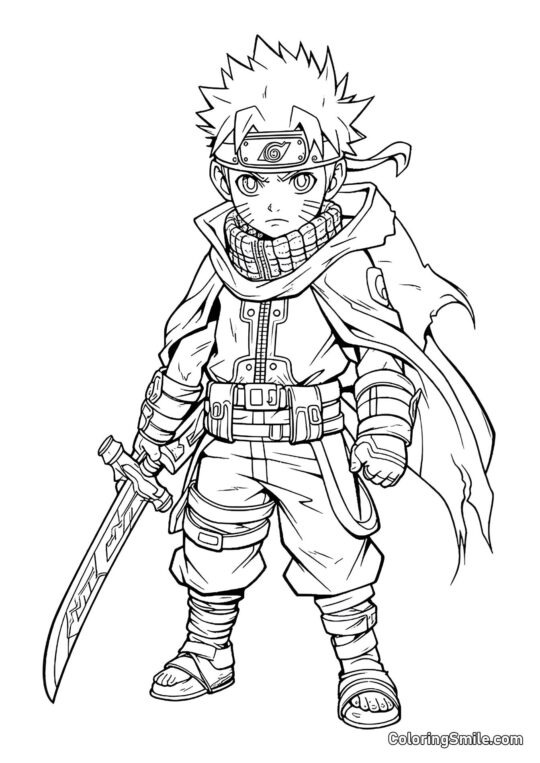 Słodki Naruto z Ostrzem - Kolorowanka