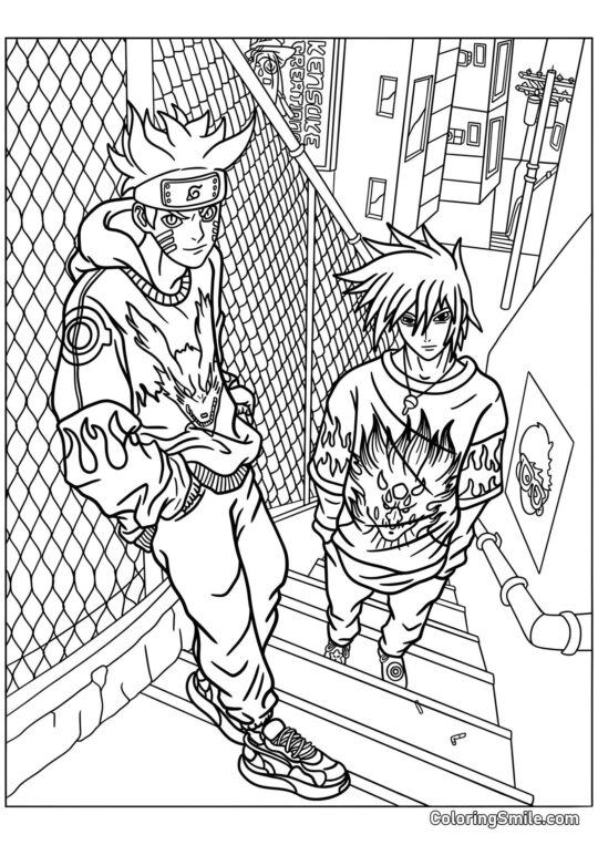 Naruto i Sasuke - Kolorowanka
