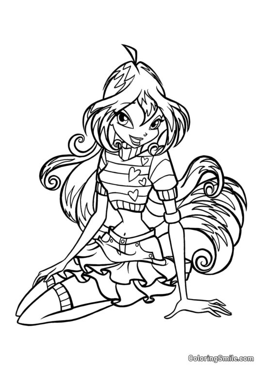 Bloom Siedzi i Się Uśmiecha - Kolorowanka