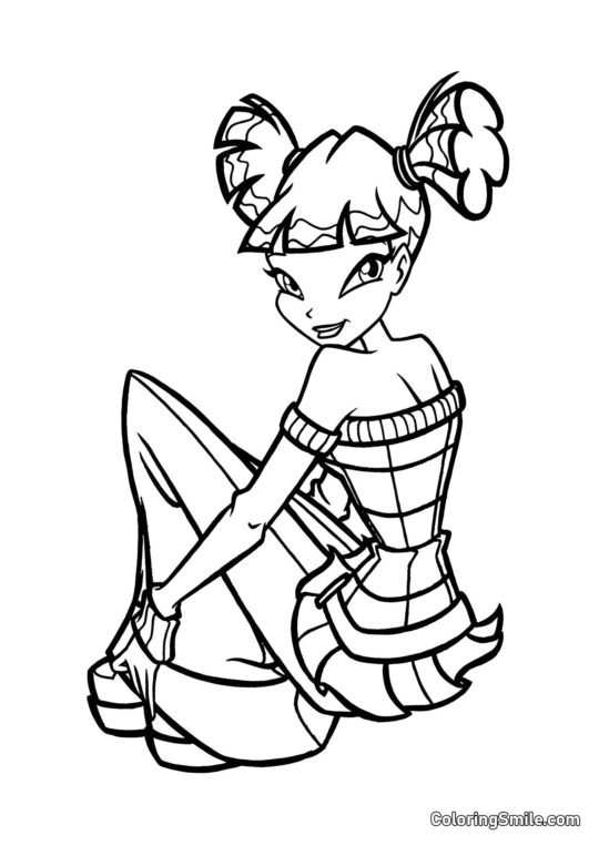 Winx Musa Siedzi na Podłodze - Kolorowanka