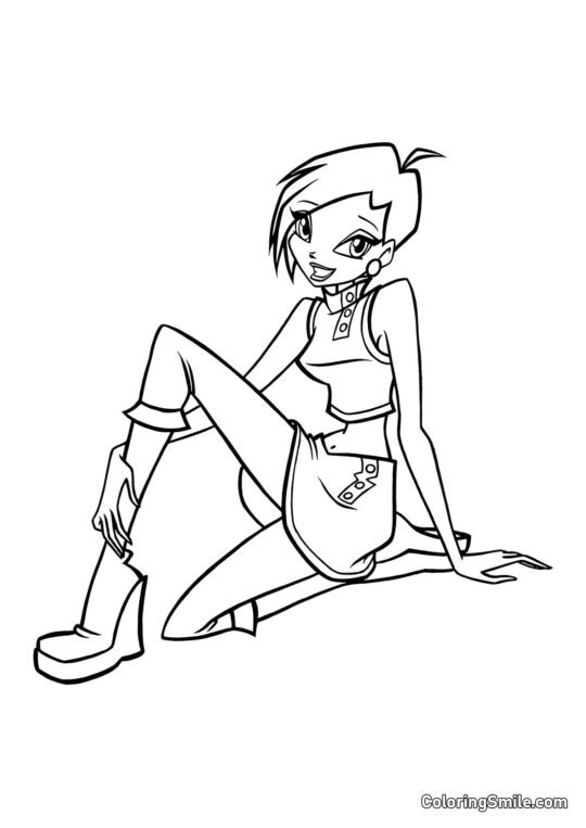 Tecna Siedzi na Podłodze - Kolorowanka