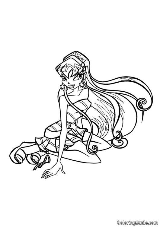 Stella Siedzi na Podłodze - Kolorowanka