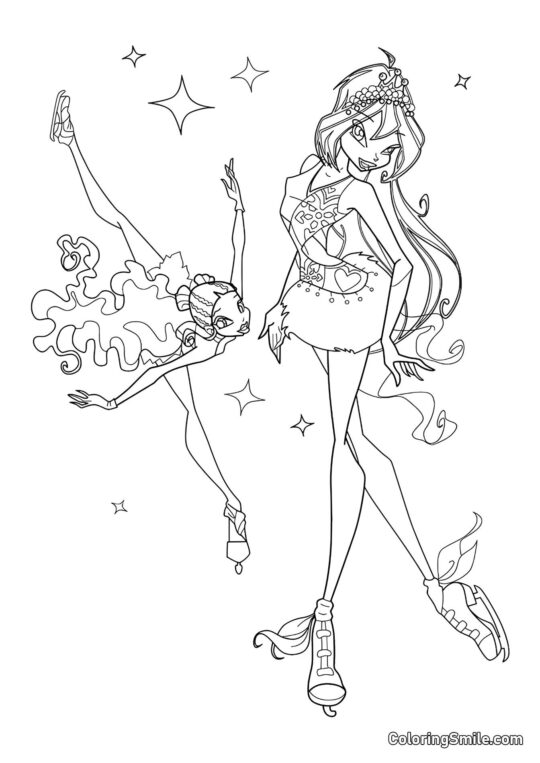 Layla i Bloom na Łyżwach - Kolorowanka