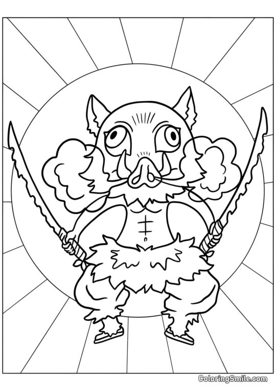 Inosuke Hashibira z dwoma ostrzami - Kolorowanka