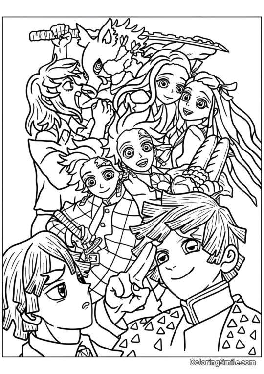 Demon Slayer: Kwiat Szczęścia - Kolorowanka