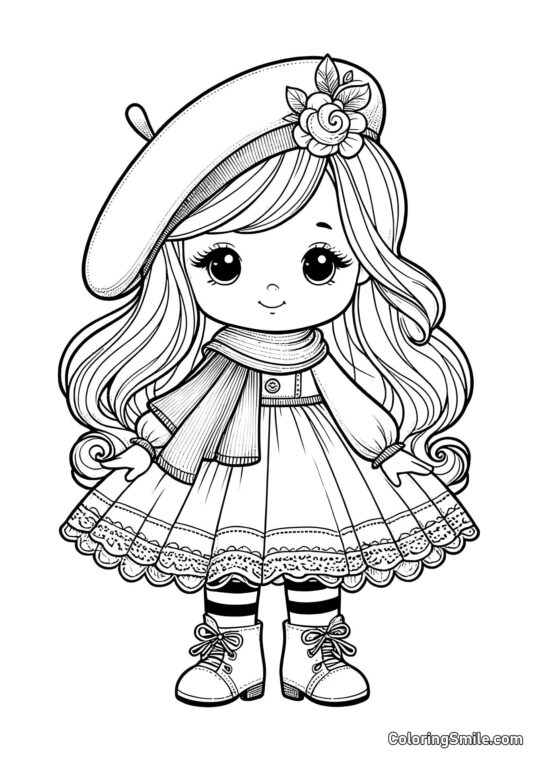 Francuska lalka - Kolorowanka