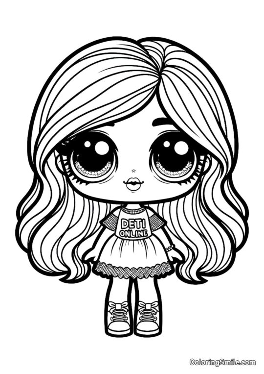 Lalka w stylu LOL OMG - Kolorowanka
