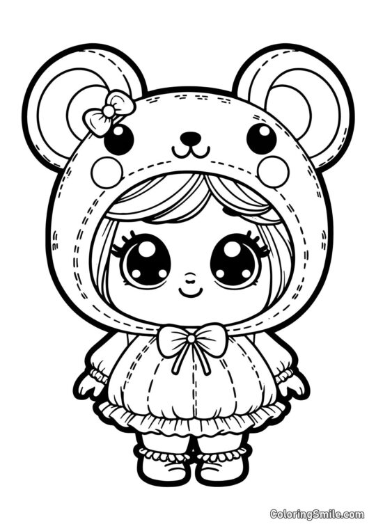 Lalka w kostiumie chomika - Kolorowanka