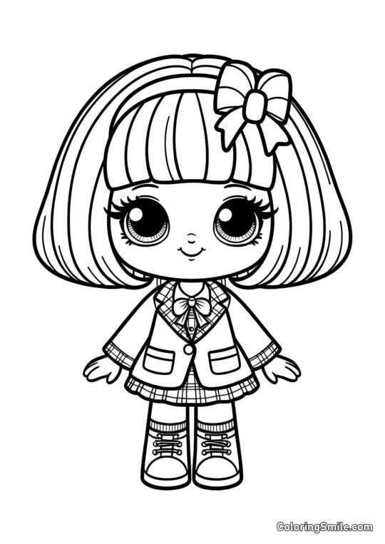 Lalka uczennica - Kolorowanka