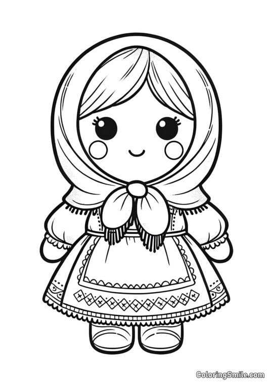 Lalka w szaliku - Kolorowanka