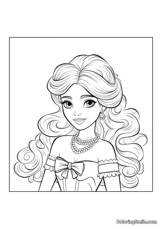 Lalka z luksusowym naszyjnikiem - Kolorowanka