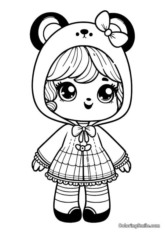 Lalka w kostiumie pandy - Kolorowanka