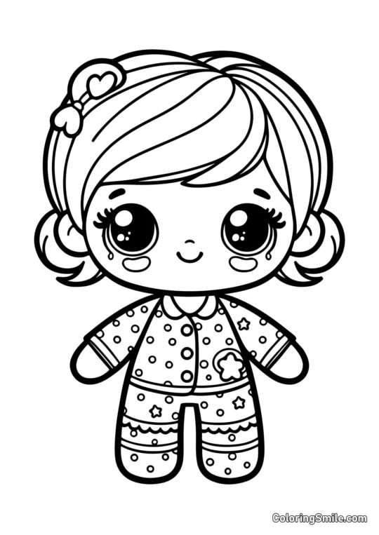 Lalka w piżamie - Kolorowanka