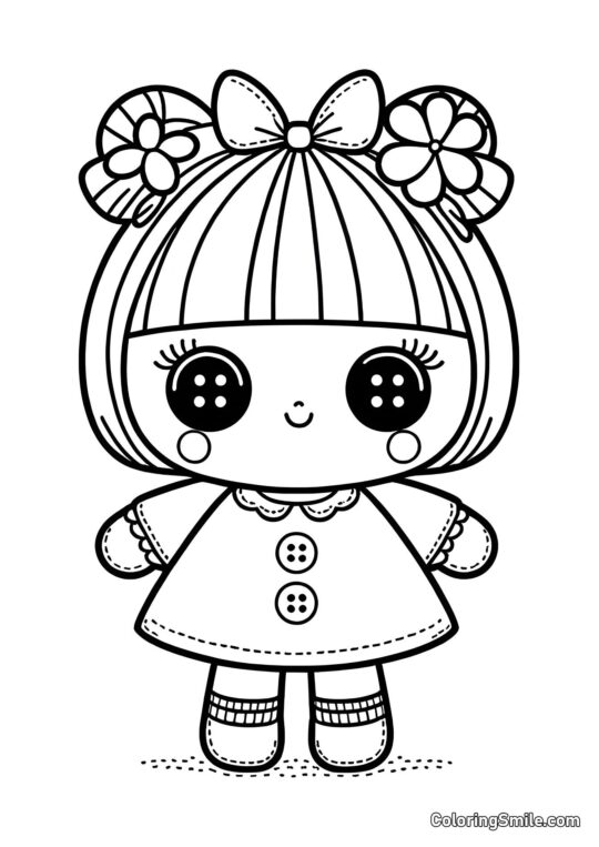 Lalka z guzikowymi oczami - Kolorowanka
