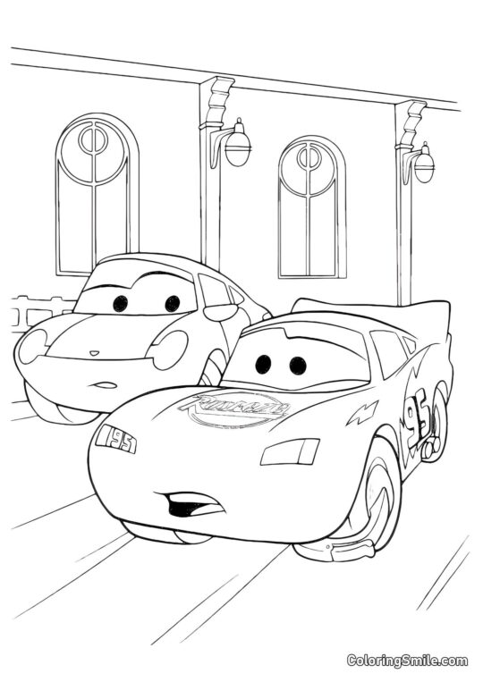 McQueen z zablokowanym kołem - Kolorowanka