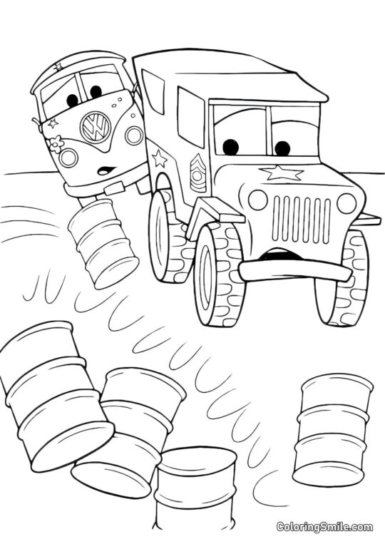 Samochody na wysypisku - Kolorowanka