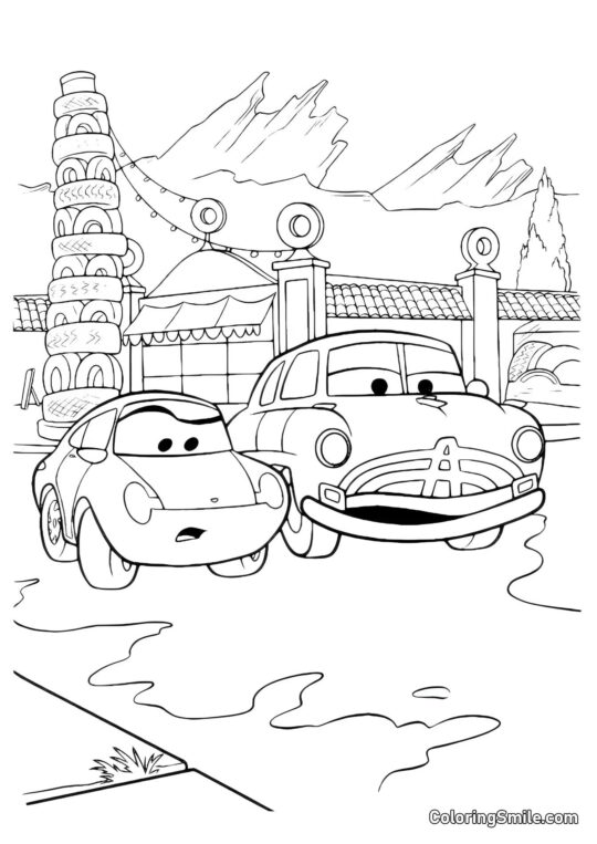 Samochody na skrzyżowaniu - Kolorowanka