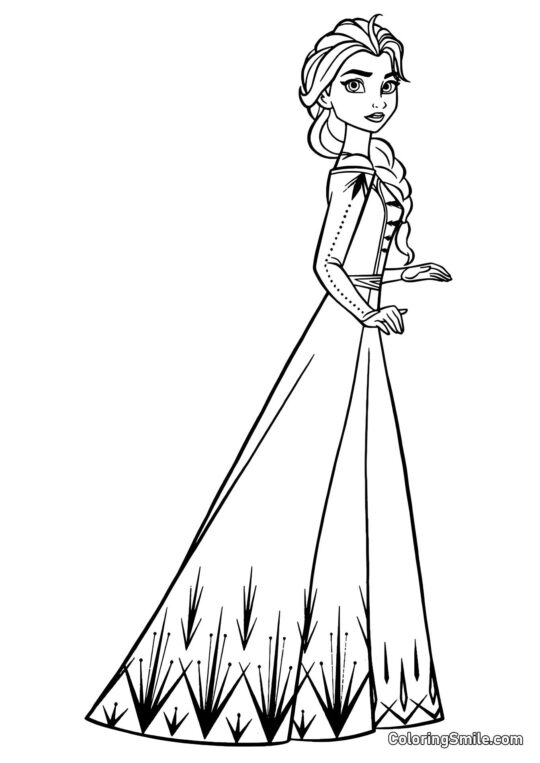 Elsa w pięknej sukni Elsa w pięknej sukni - Kolorowanka
