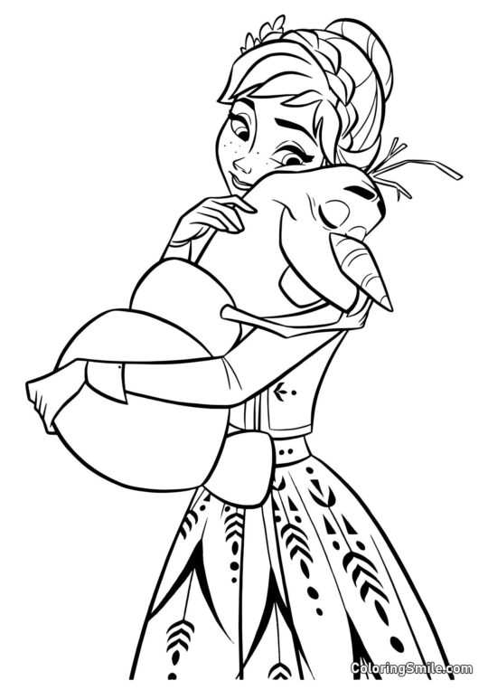 Anna przytula Olafa Anna przytula Olafa - Kolorowanka