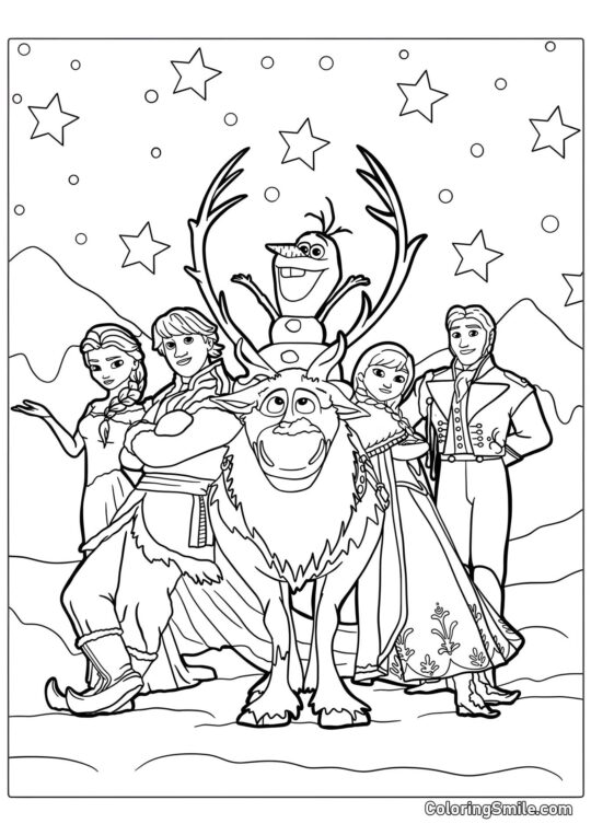 Postacie z bajki Kraina Lodu Postacie z bajki Kraina Lodu - Kolorowanka