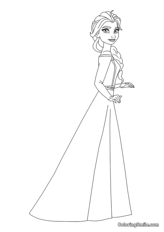 Elsa w pełnej wysokości Elsa w pełnej wysokości - Kolorowanka