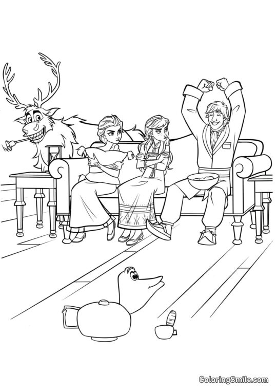 Postacie z Krainy Lodu 2 grają w krokodyla Postacie z Krainy Lodu 2 grają w krokodyla - Kolorowanka