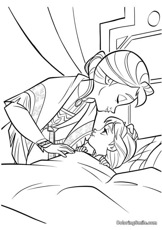 Mała Elsa z mamą Mała Elsa z mamą - Kolorowanka