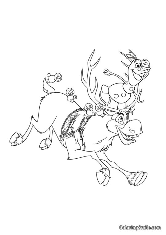 Olaf jeździ na Svenie Olaf jeździ na Svenie - Kolorowanka